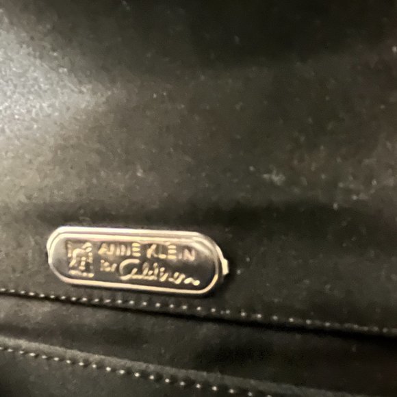 Anne Klein Calderon black satin clutch bag strap crystal deco vintage new - Picture 5 of 5